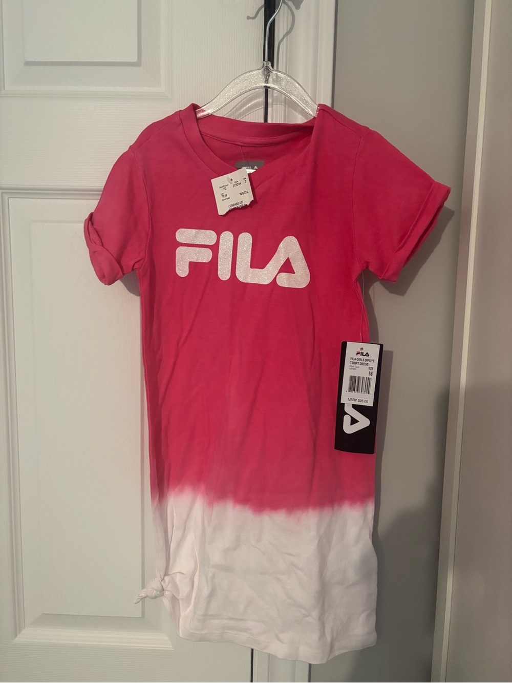 5-6T FILA Kids' Pink & White Ombre Logo dress